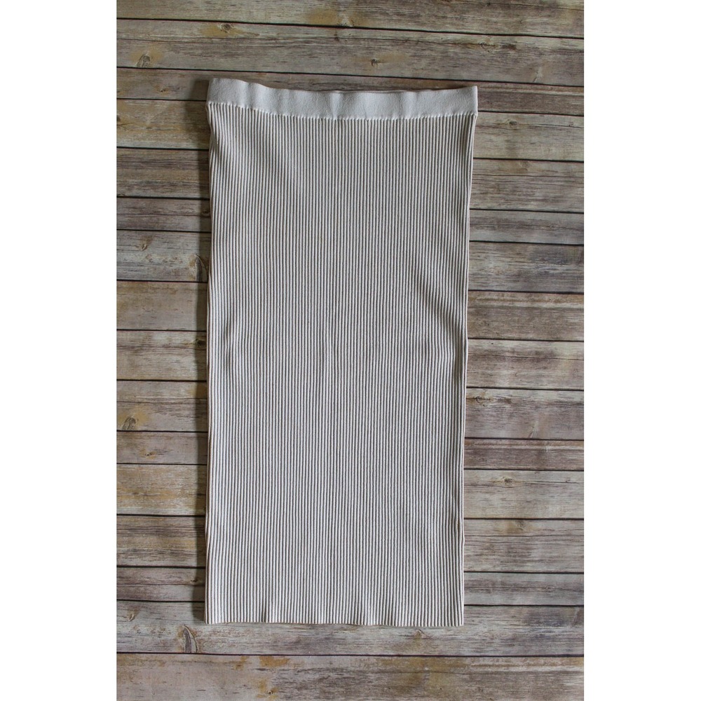 ANINE‎ BING Skirt Large Ivory Ribbed Stretch Knit Pull On Midi Bodycon Column